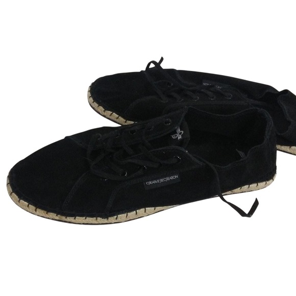 Creative Recreation Calitri Shoes Mens 12 Black Suede Leather‎ Espadrille Jute